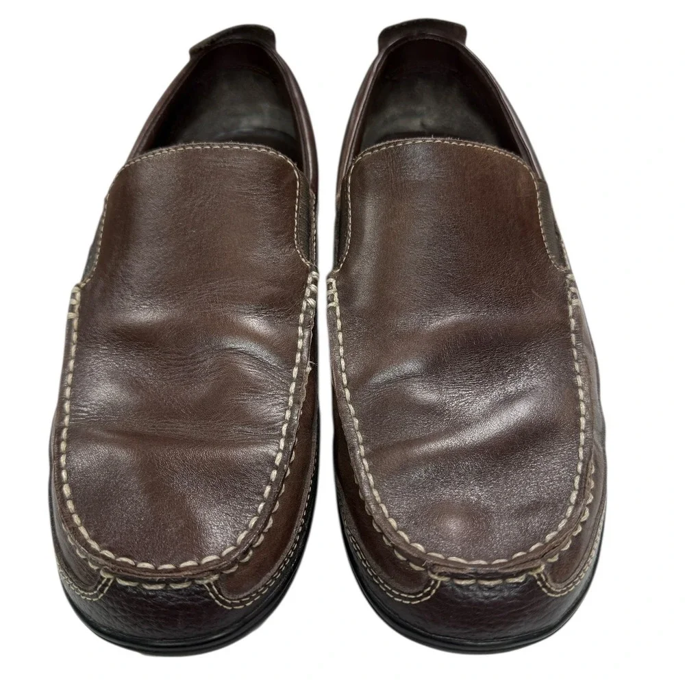 Cole‎ Haan Mens 9W Brown Leather Slip On Loafer Driving Moccasin Shoes